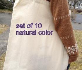 Set of 10, 100% cotton blank/plain tote bags